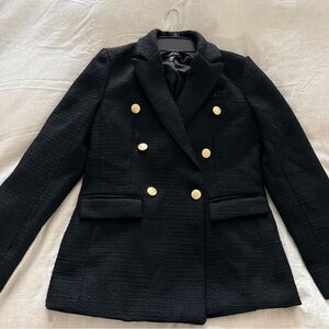 Ellen Tracy Tweed Black Blazer with Gold Accents